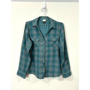 Sonoma Life + Style Women’s M Teal Plaid Flannel Button Down Shirt Long Sleeve